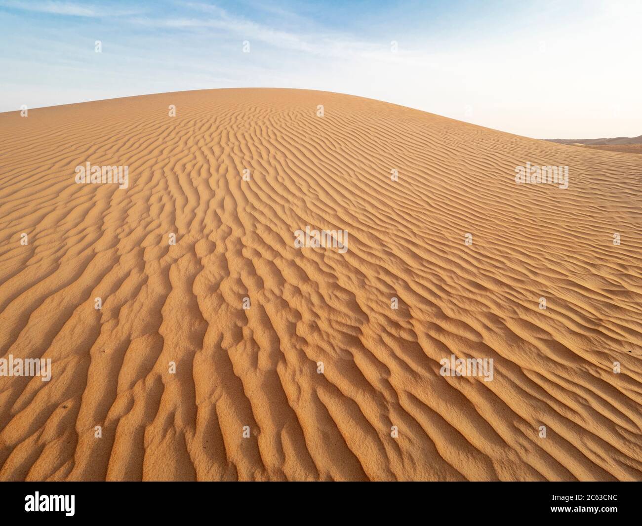Dunes de sable dans le désert de Ramlat Al Wahiba, connu localement sous le nom de quartier vide, Sultanat d'Oman. Banque D'Images