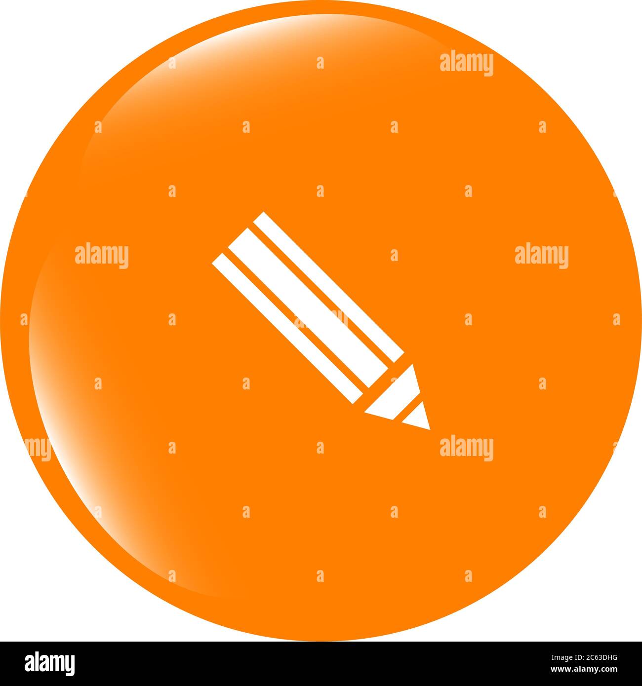 Crayon sur l'icône web, bouton web isolé sur fond blanc Banque D'Images