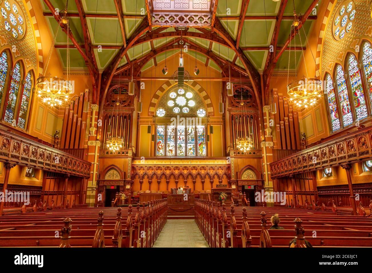 L'ancienne église du Sud à Boston, Massachusetts, est une congrégation historique de l'église unie du Christ, organisée pour la première fois en 1669. Style gothique de renouveau par C.Amos Banque D'Images