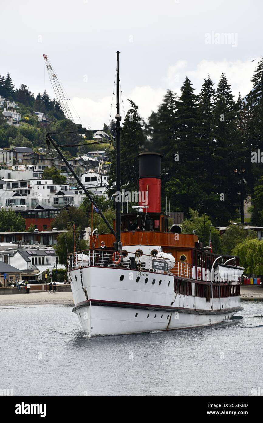 Navire à vapeur Earnslaw, Queenstown.Navire historique sur le lac de l'île du Sud, Nouvelle-Zélande Banque D'Images