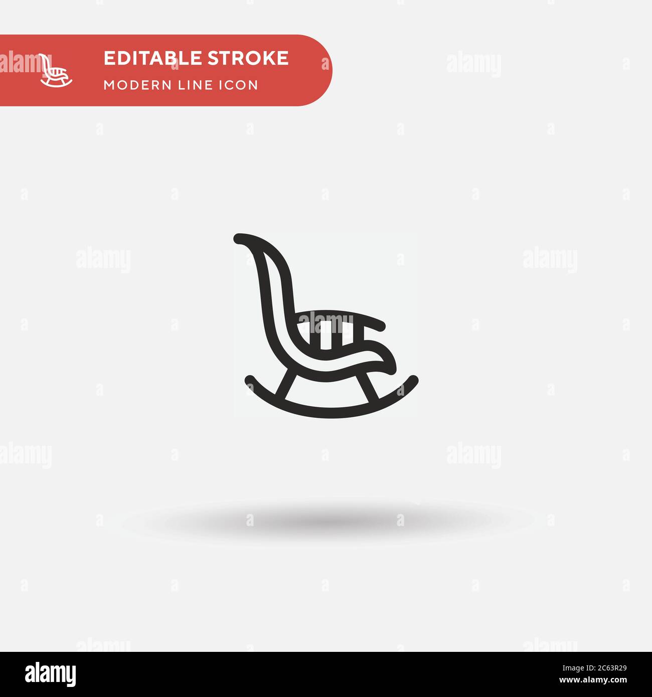 Fauteuil à bascule simple icône vectorielle. Modèle de conception de symbole d'illustration pour l'élément d'interface utilisateur Web mobile. Pictogramme moderne de couleur parfaite sur contour modifiable. RO Illustration de Vecteur