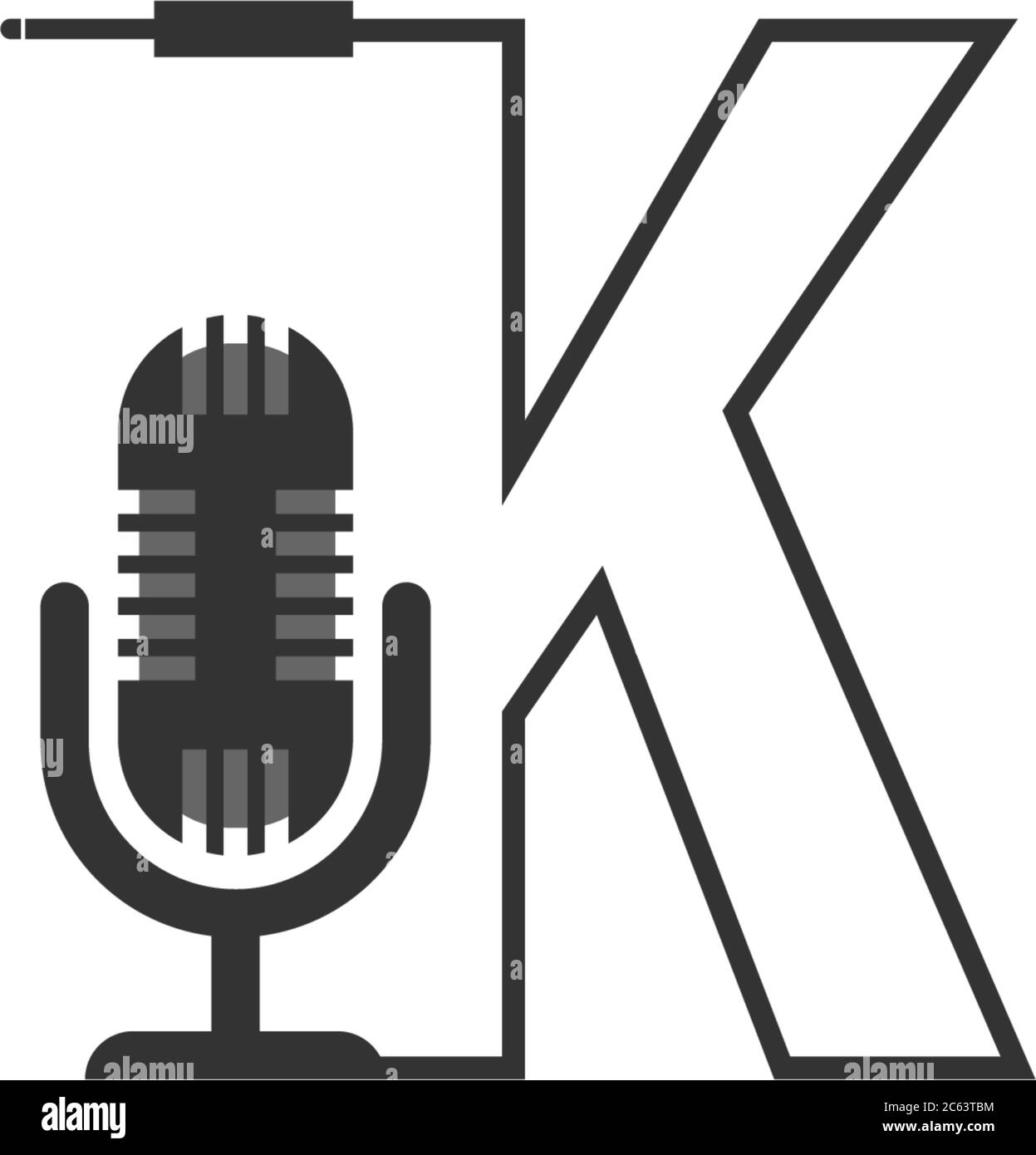 Concept de combinaison de lettres K et de logo de podcast Illustration de Vecteur