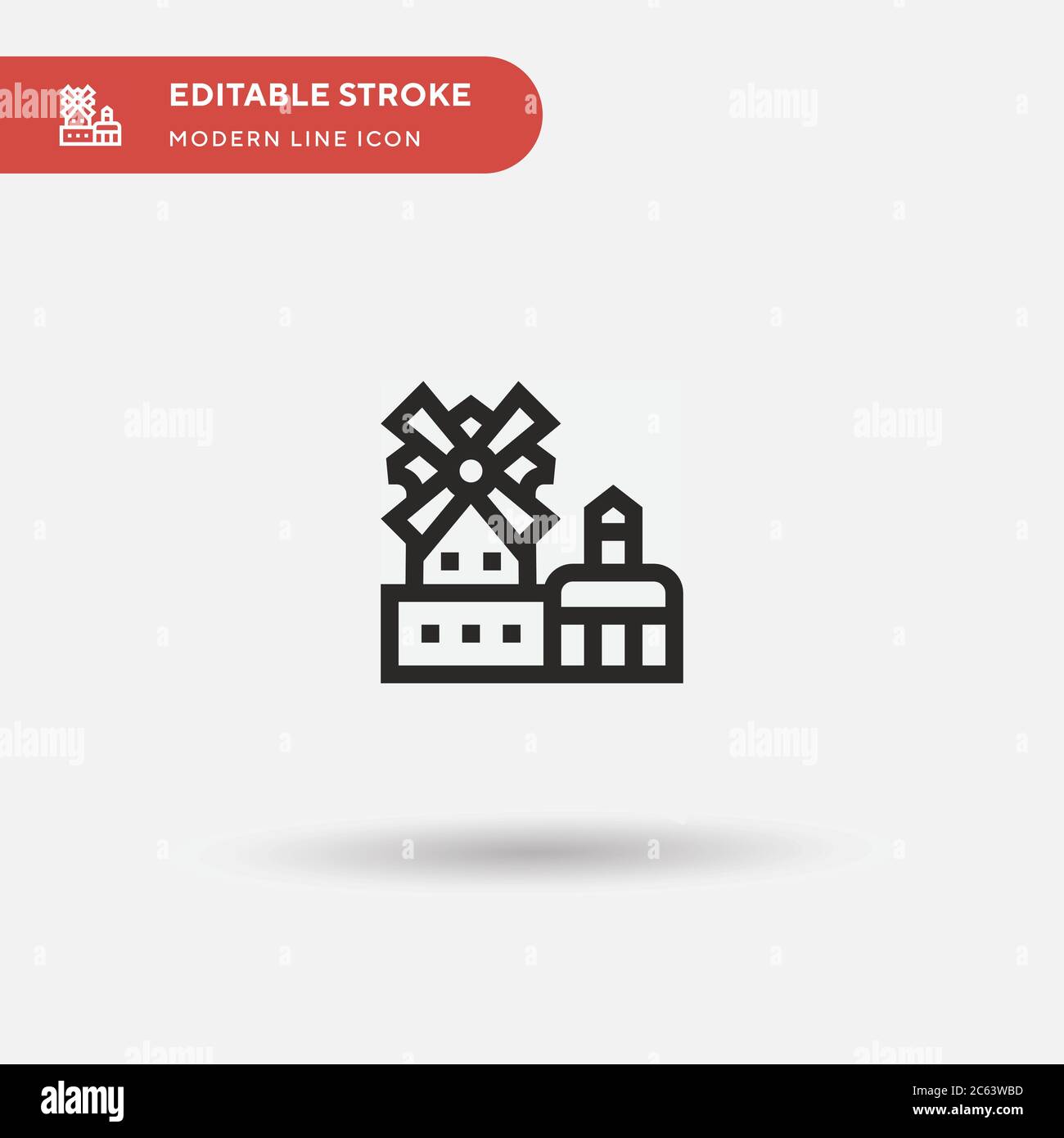 Icône simple vecteur Moulin Rouge. Modèle de conception de symbole d'illustration pour l'élément d'interface utilisateur Web mobile. Pictogramme moderne de couleur parfaite sur contour modifiable. Icônes du Moulin Rouge pour votre projet d'entreprise Illustration de Vecteur