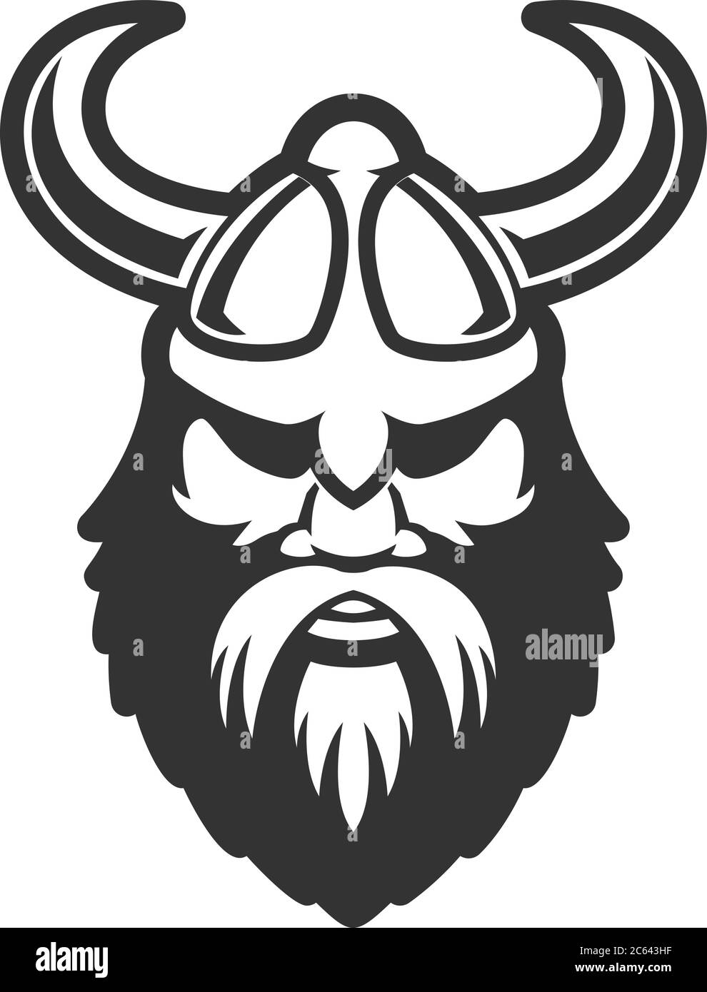 Tête Viking dans un casque à cornes. Élément de conception pour affiche, carte, bannière, affiche. Illustration vectorielle Illustration de Vecteur