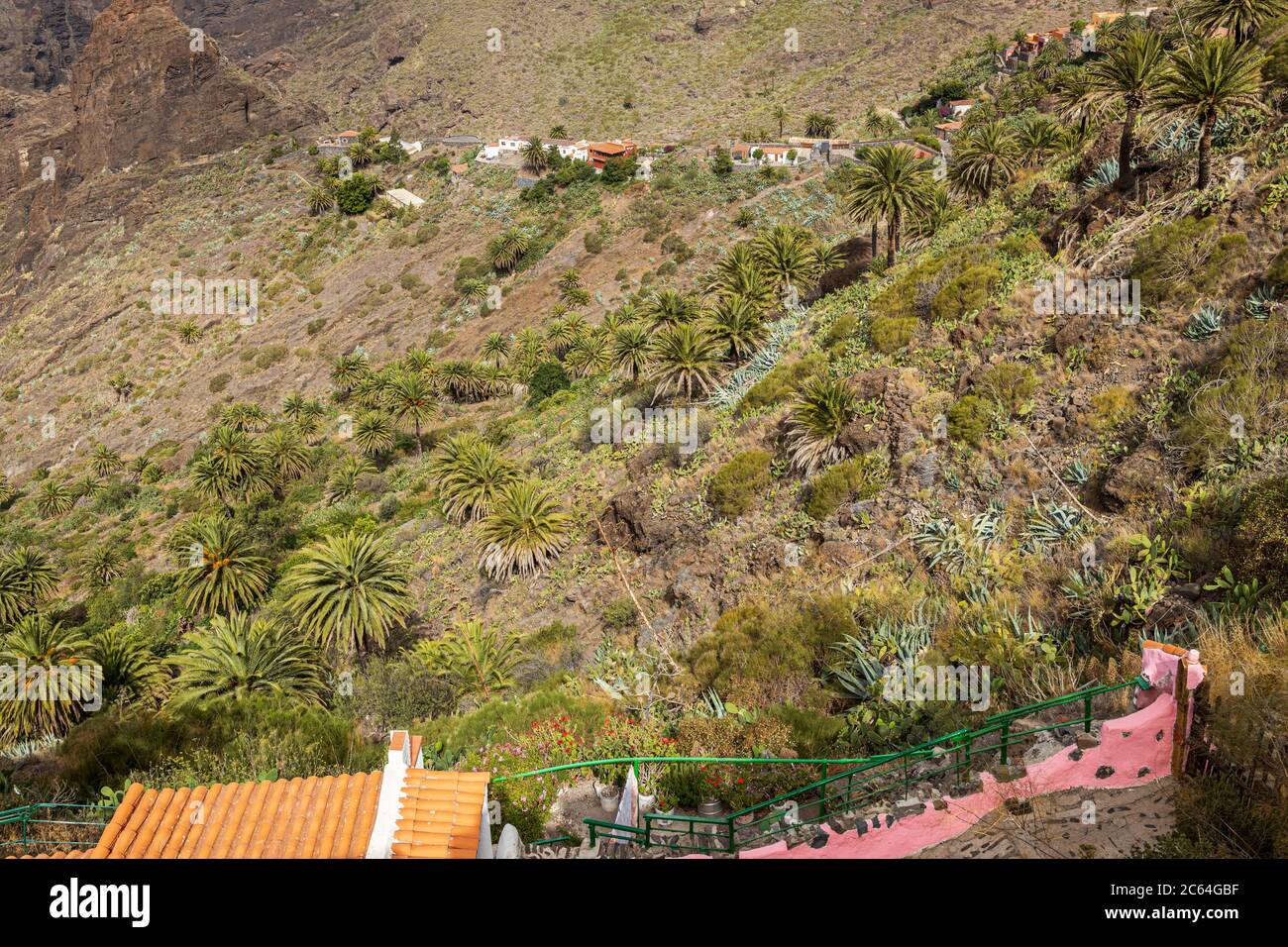 Vues sur le village, tout calme et vide de touristes à la suite du covid 19 verrouillage, Masca, Tenerife, îles Canaries, Espagne Banque D'Images
