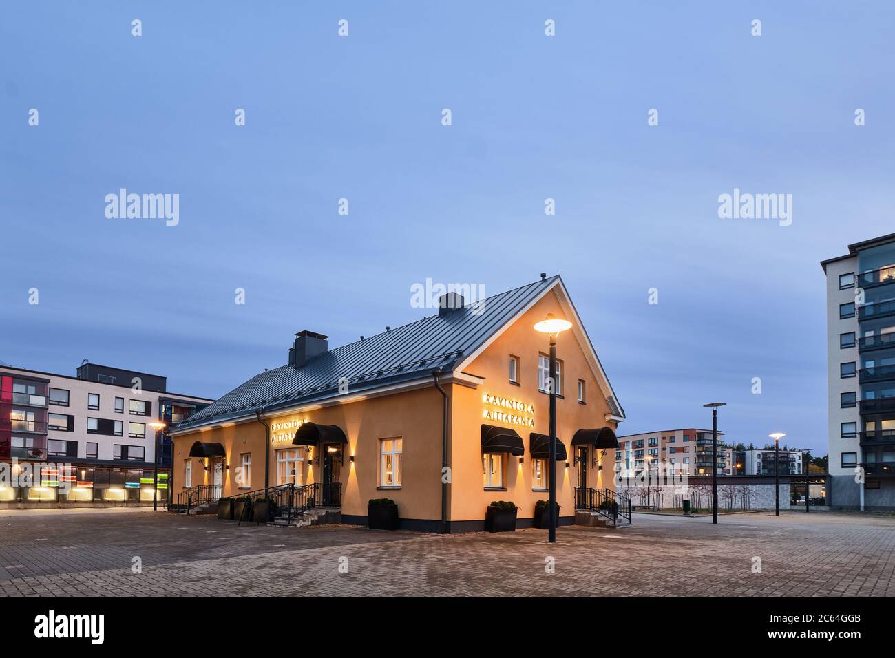 Joensuu, Finlande - 23 octobre 2019 : ancien bâtiment reconstruit pour le restaurant Aittaranta Banque D'Images