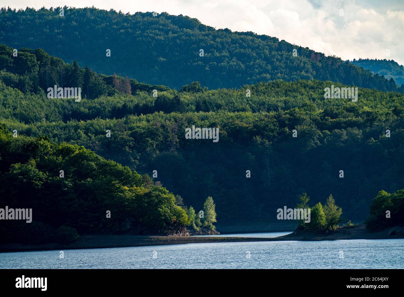Le Rursee, réservoir dans le Parc National de l'Eifel, rive nord-est près de Heimbach, près du barrage de Rur Schwammenauel, NRW, Allemagne, Banque D'Images Le Rursee, réservoir dans le Parc National de l'Eifel, rive nord-est près de Heimbach, près du barrage de Rur Schwammenauel, NRW, Allemagne, Banque D'Images