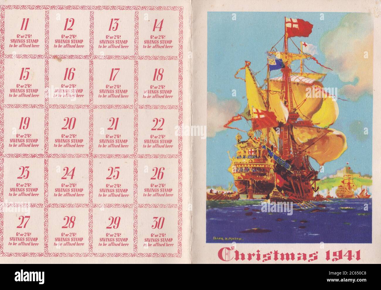 Carte de collection de timbres d'épargne nationale vintage 1941 Banque D'Images