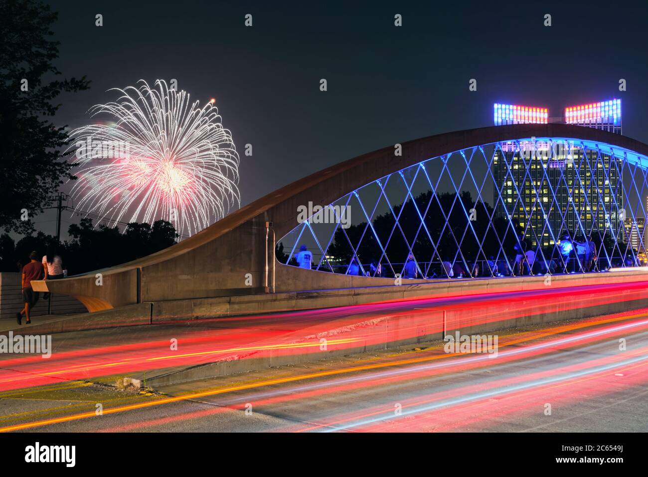 Forth of July Seventh Street Bridge fort Worth, Texas. Banque D'Images