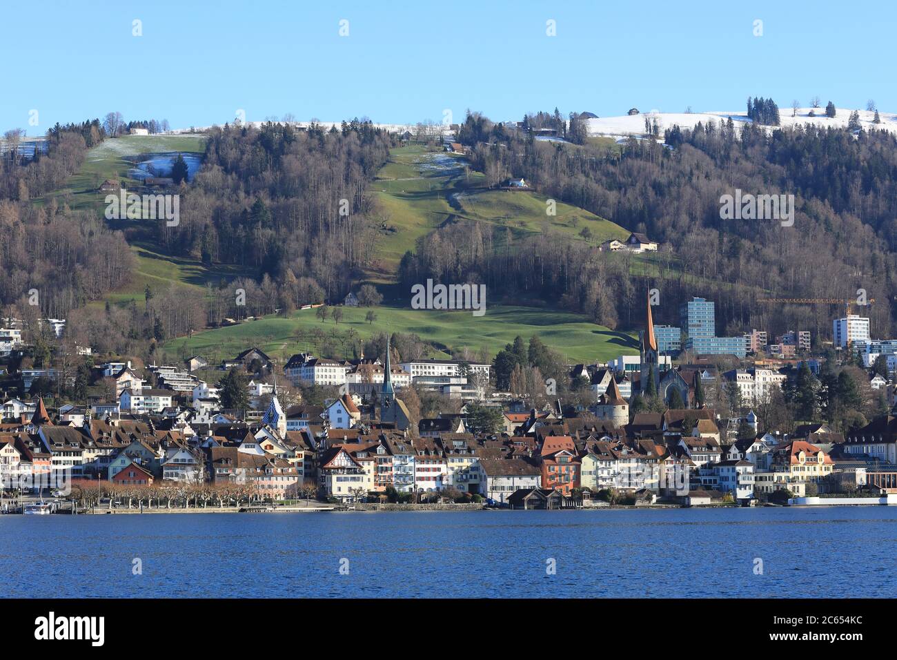 Partie historique de la ville de Zug et du lac, Suisse Banque D'Images