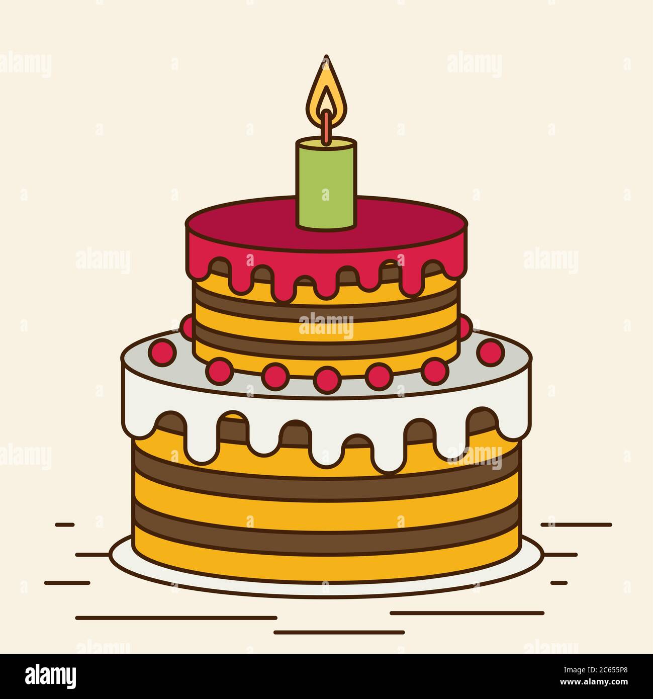 Gateau D Anniversaire Gateaux Sucres Illustration Vectorielle De Dessin Anime Design Plat Carte Postale Image Vectorielle Stock Alamy