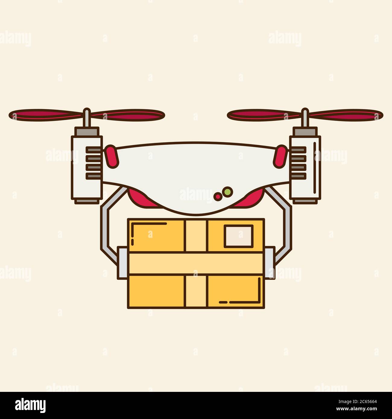 Drone d'air distant avec une boîte Illustration de Vecteur