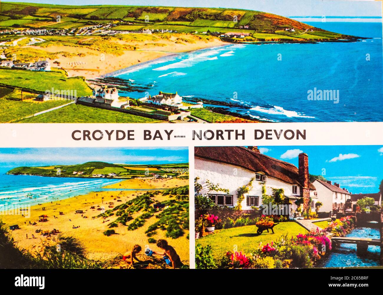 Kendal, Cumbria, Royaume-Uni 4 juillet 2020 carte postale couleur Vintage Picture de Croyde Bay Devon Royaume-Uni Banque D'Images