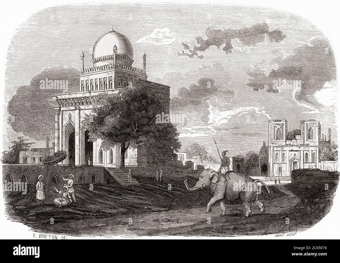 La mosquée de Mustapha-Khan à Bijapur, Karnataka officiellement connue sous le nom de Vijayapura, en Inde, vu ici au XIXe siècle. De monuments de tous les Peuples, publié en 1843. Banque D'Images