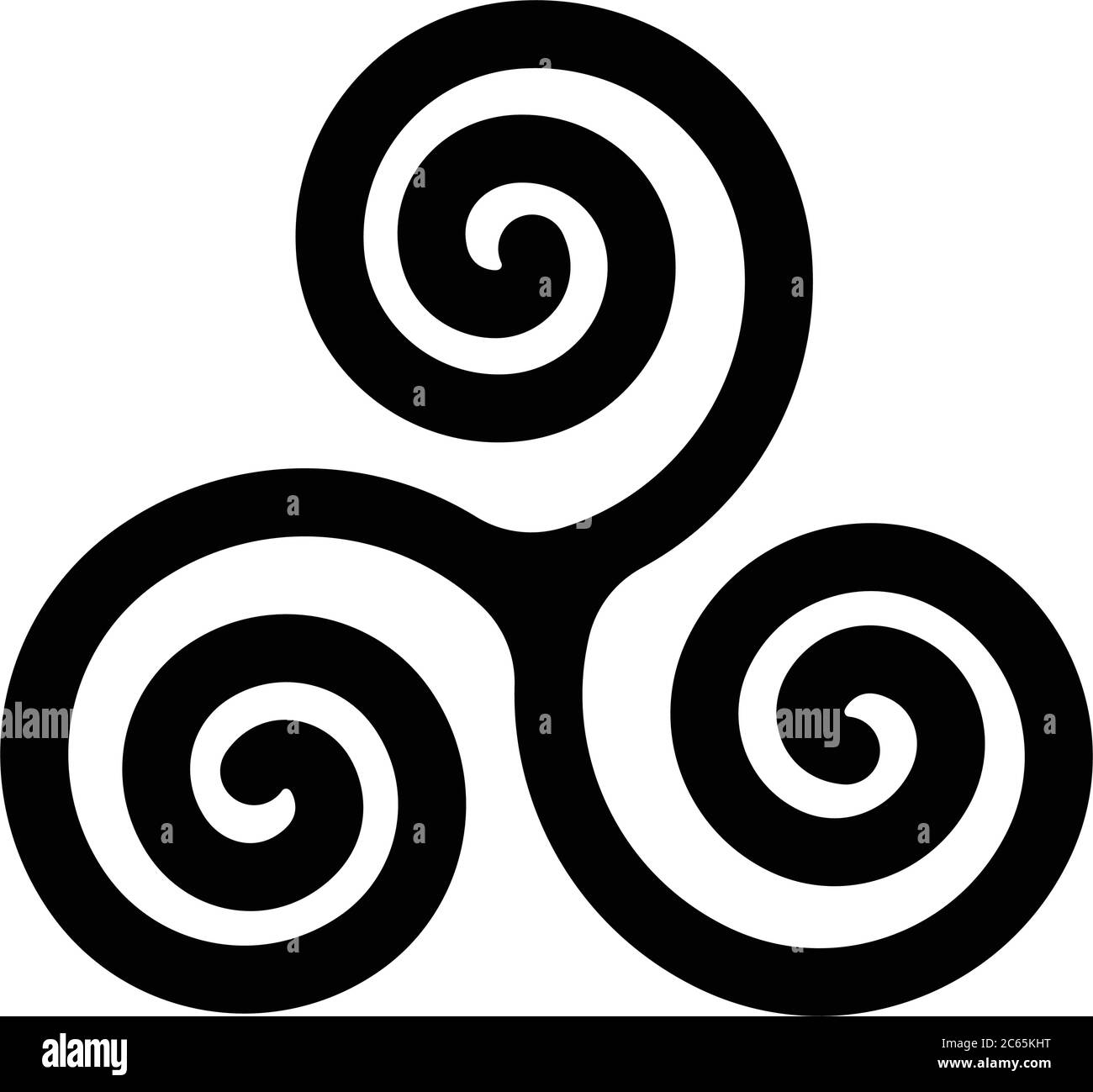 Symbole Triskelion ou triskele. Triple spirale - panneau celtique. Illustration simple à vecteur noir plat. Illustration de Vecteur