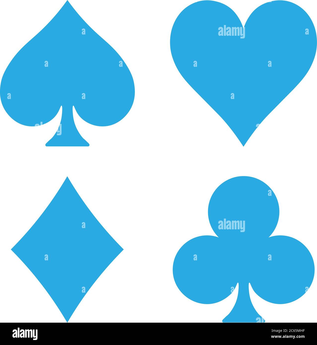 Combinaisons de cartes de poker - coeurs, clubs, spades et diamants. Illustration du vecteur de thème de jeu de casino. Formes simples en bleu sur fond blanc. Illustration de Vecteur