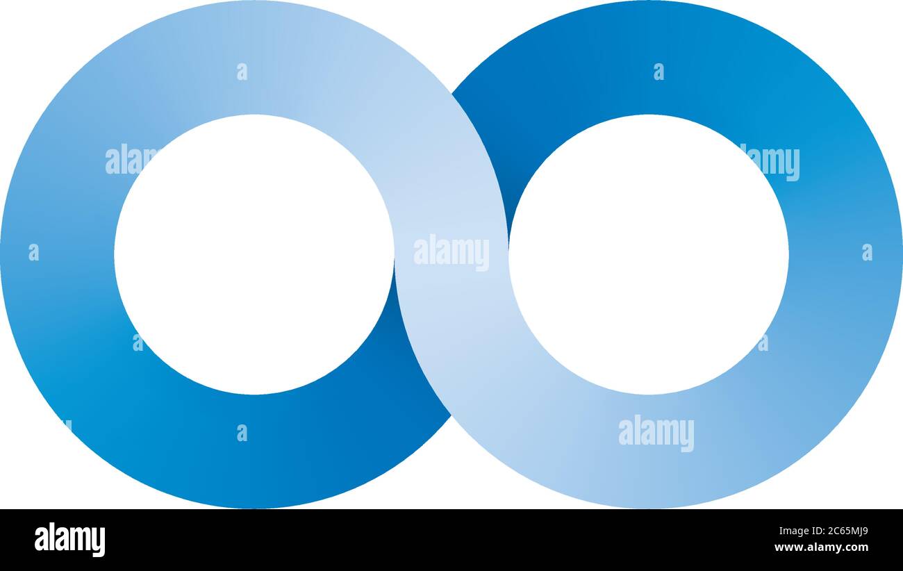 Icône symbole infini. Représentant le concept de choses infinies, illimitées et sans fin. Élément de conception à vecteur bleu simple sur fond blanc. Illustration de Vecteur