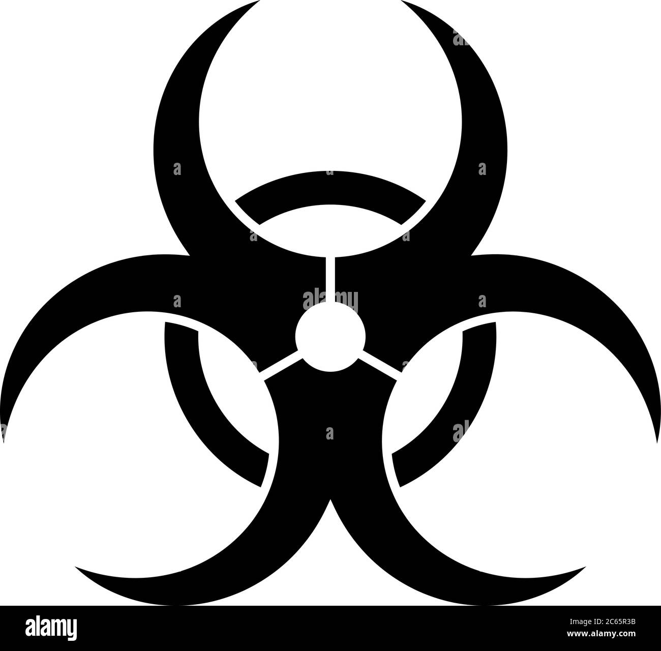 Panneau d'avertissement de danger biologique. Symbole de danger causé par un micro-organisme biologique, un virus ou une toxine. Illustration vectorielle simple et plate en noir. Illustration de Vecteur
