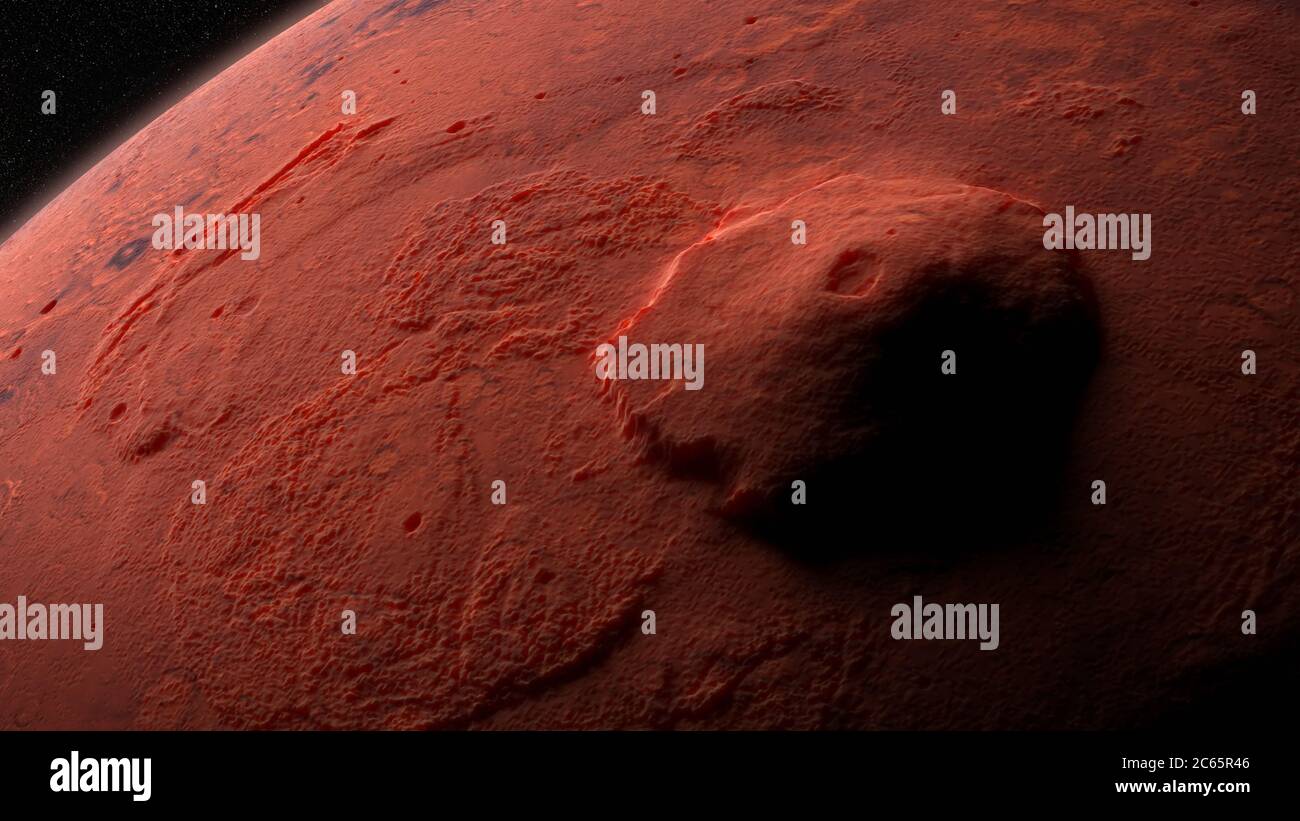 Olympus Mons, volcan sur la planète Mars, plus grand volcan du système solaire Banque D'Images