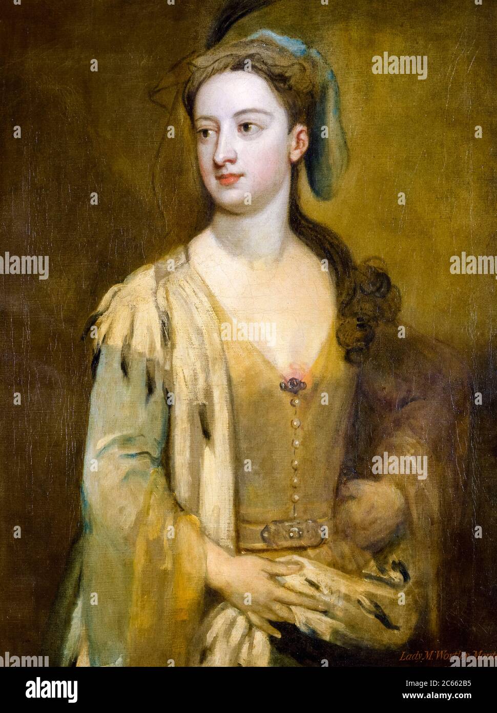 Lady Mary Wortley Montagu (1689-1762), aristocrate, écrivain et poète anglais, portrait peint par Sir Godfrey Kneller, 1715-1720 Banque D'Images