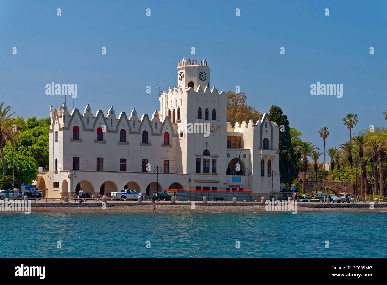 Dodécanèse, vieille ville, château et poste de police, île de Kos, Grèce Banque D'Images