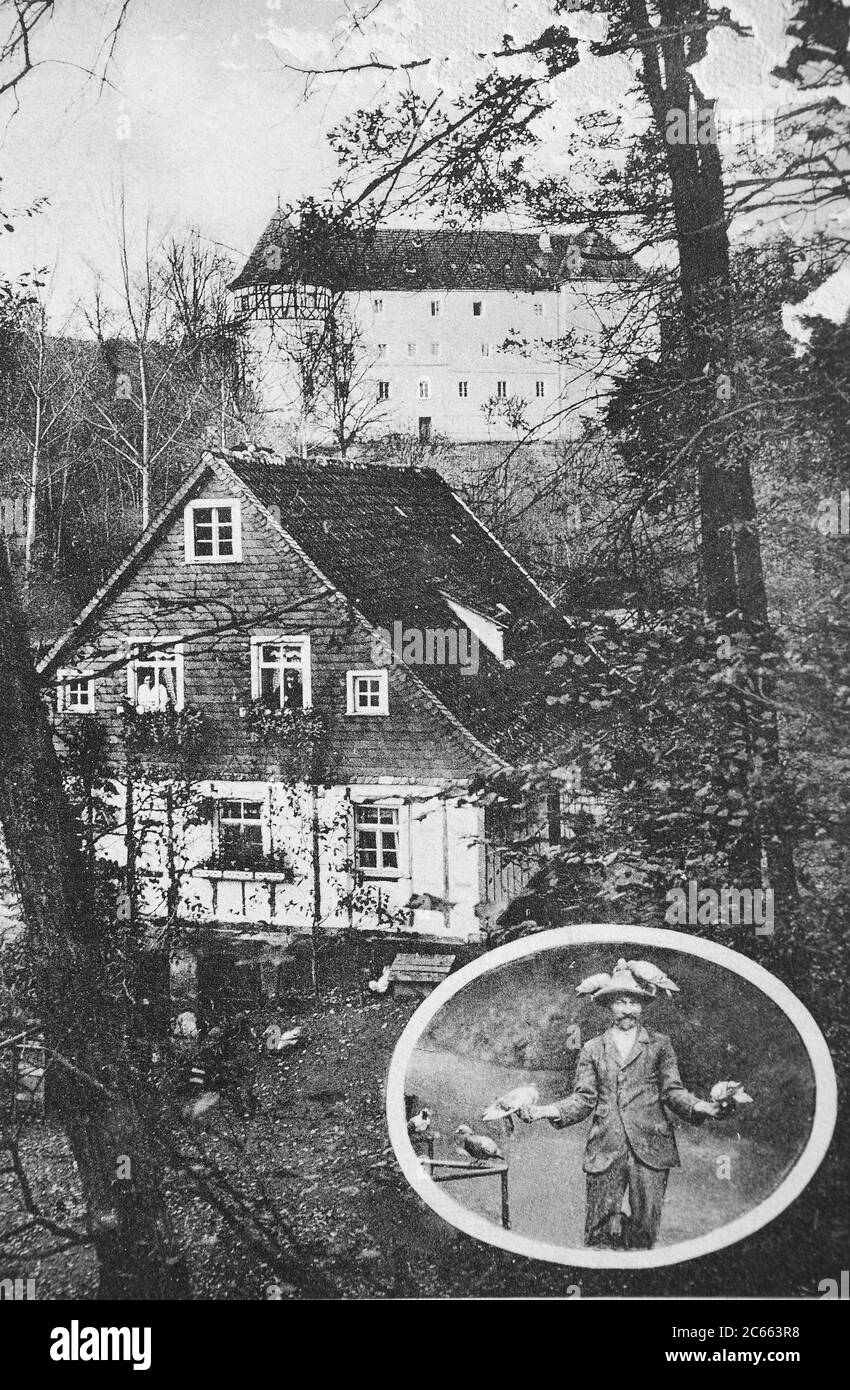 Château de Wildenstein et bar à vins, Burgkunstadt, Comté de Lichtenfels, haute-Franconie, Bavière, Allemagne, 1920 / Burg Wildenroth und Weinschänke, Burgkunstadt, Landkreis Lichtenfels, Oberfranken, Bayern, Deutschland, 1920, Historisch, historique, numérique reproduction améliorée d'un original du XIXe siècle / Redigeoledienkül Redienelage 19. Jahrhundert Banque D'Images