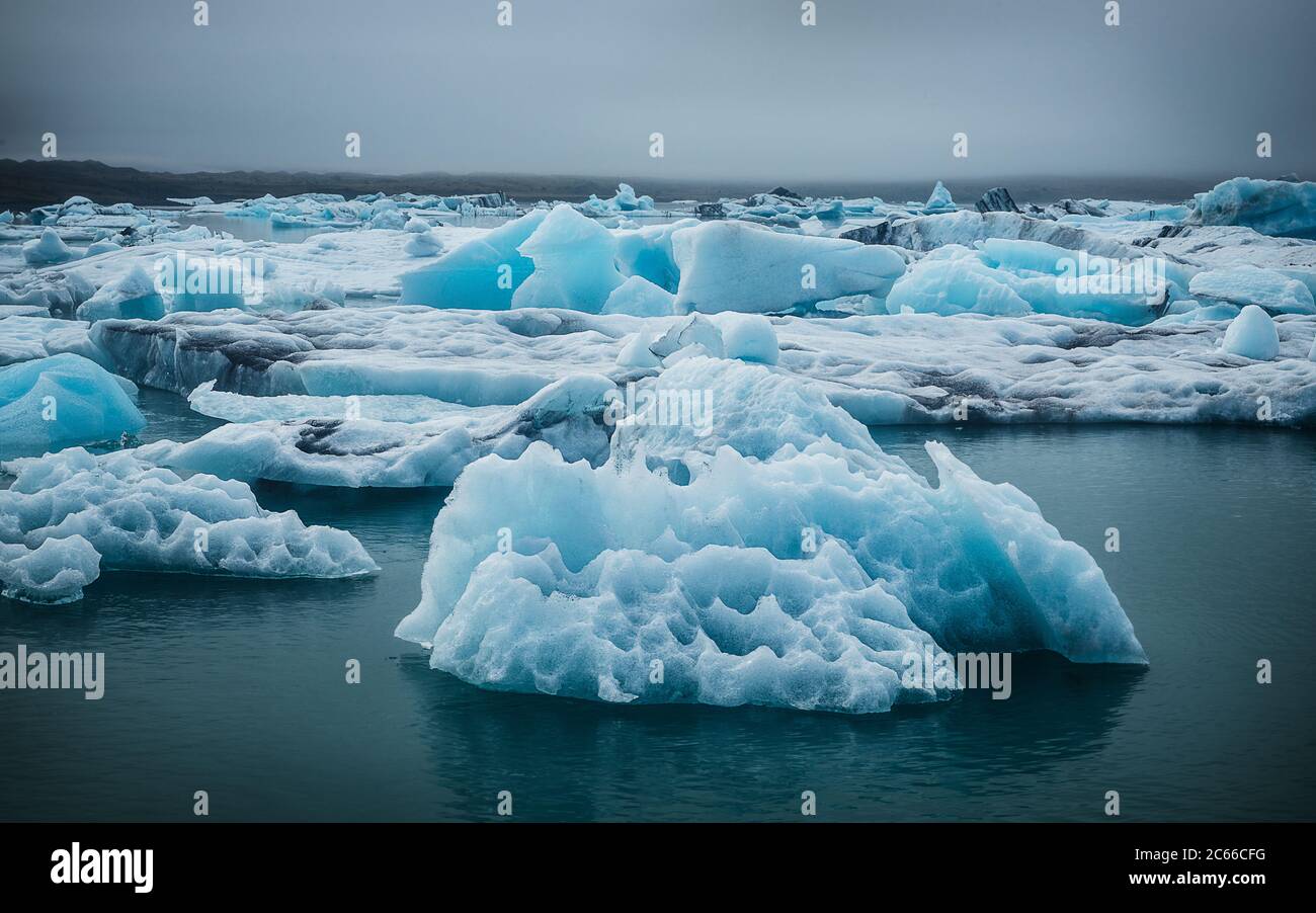 Burades de glace dans la lagune de glacier à jokulsarlon, jökulsarlon Islande, Scandinavie, Europe Banque D'Images