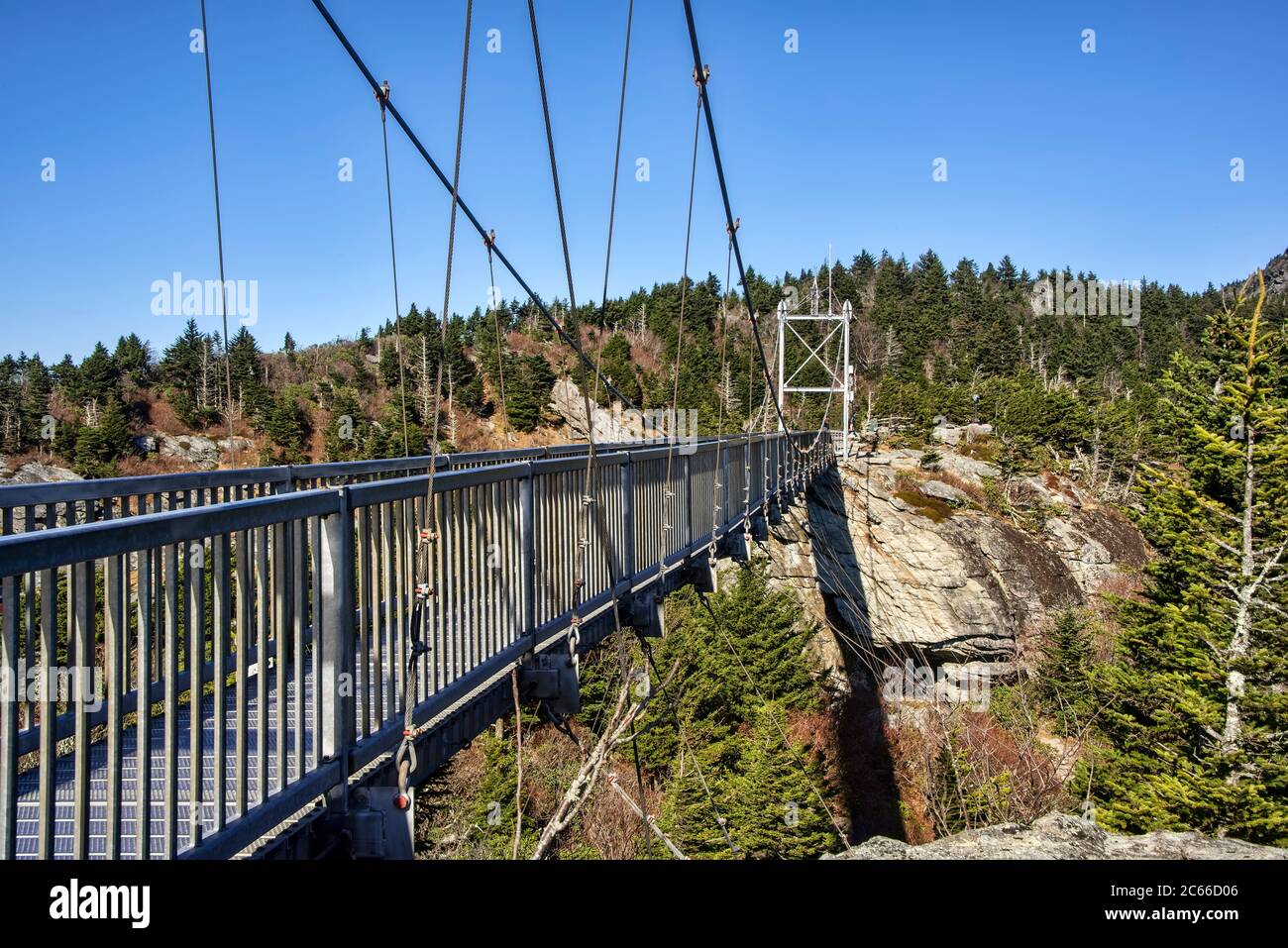 Le pont Swinging Bridge de 1,5 kilomètre à Grandfather Mountain, en Caroline du Nord Banque D'Images
