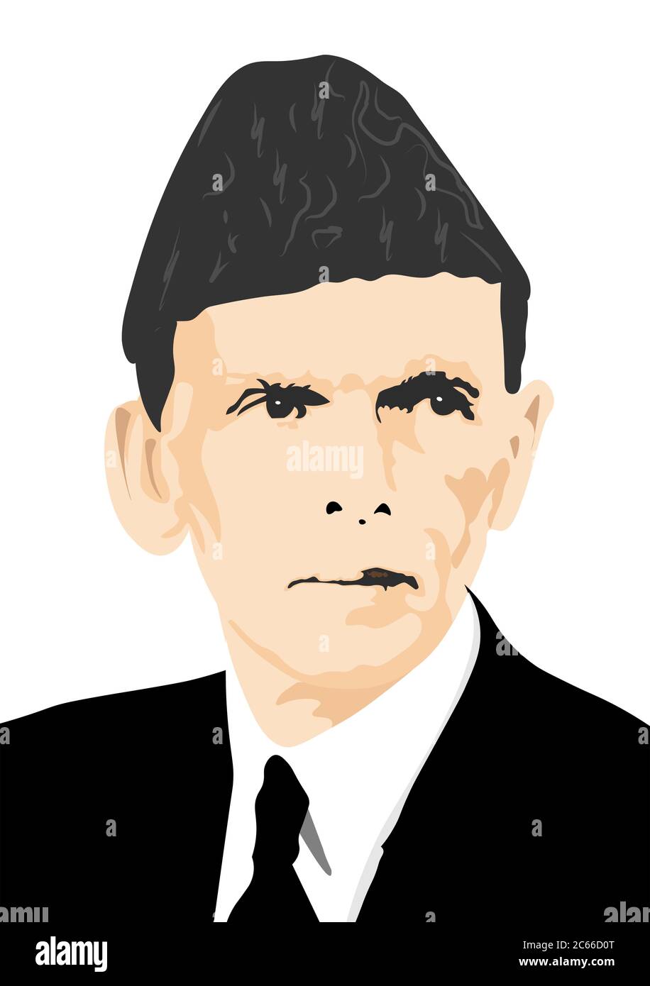 Portrait de Muhammad Ali Jinnah. Quaid-e-Azam Muhammad Ali jinnah le 25 décembre (fondateur du Pakistan). Illustration de Vecteur