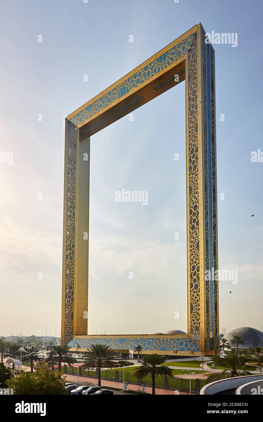 Dubai Frame, nouvelle attraction avec plate-forme d'observation à Zabeel Park, ouvert en janvier 2018, Dubaï, Émirats arabes Unis Banque D'Images