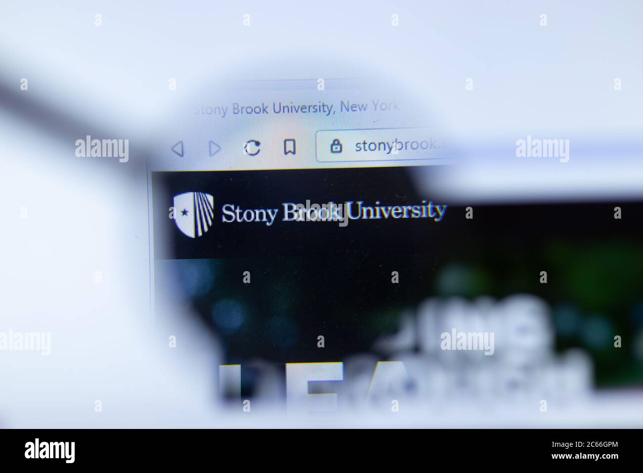 Moscou, Russie - 1er juin 2020 : site Web de l'Université d'État de New York, Stony Brook University, avec logo, éditorial Banque D'Images