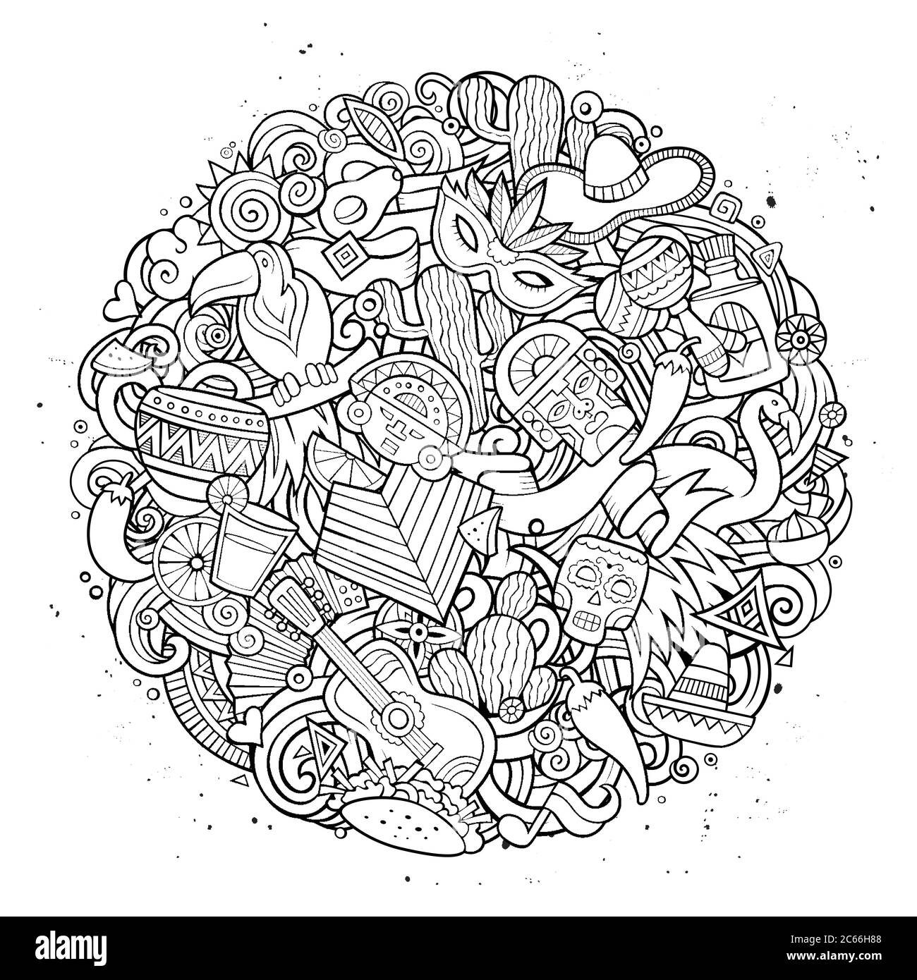 Dessin animé vectoriel Dooodle dessin à la main illustration latino-américaine Illustration de Vecteur