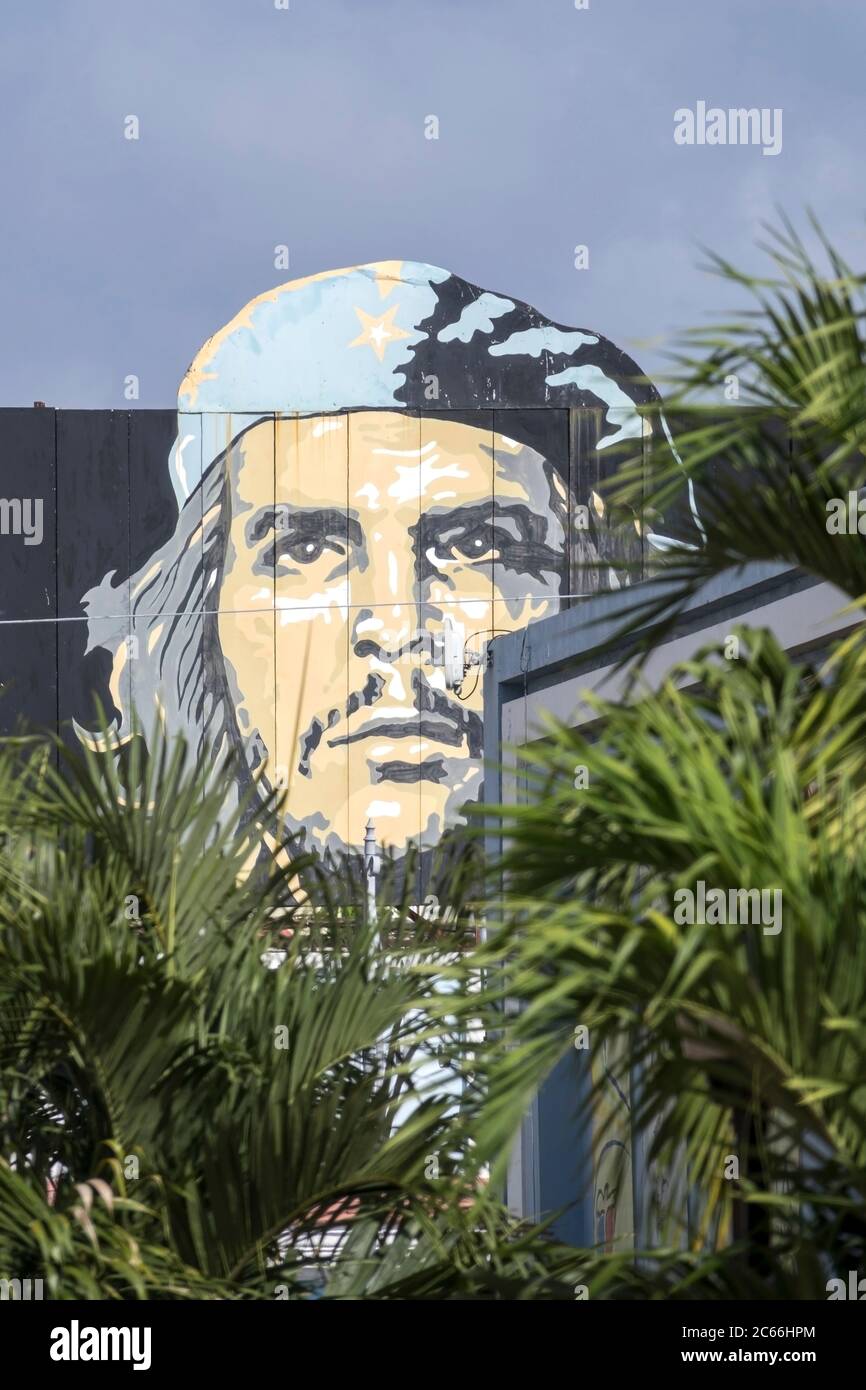 Cuba, Cienfuegos, fresque, portrait image par Che Guevara Banque D'Images
