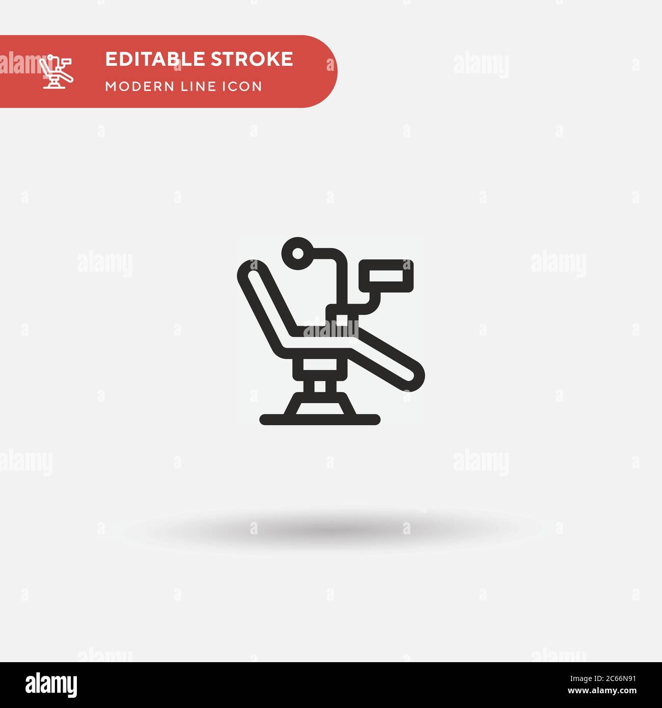 Chaise de dentiste icône de vecteur simple. Modèle de conception de symbole d'illustration pour l'élément d'interface utilisateur Web mobile. Pictogramme moderne de couleur parfaite sur contour modifiable. Icônes de la chaire de dentiste pour votre projet d'entreprise Illustration de Vecteur