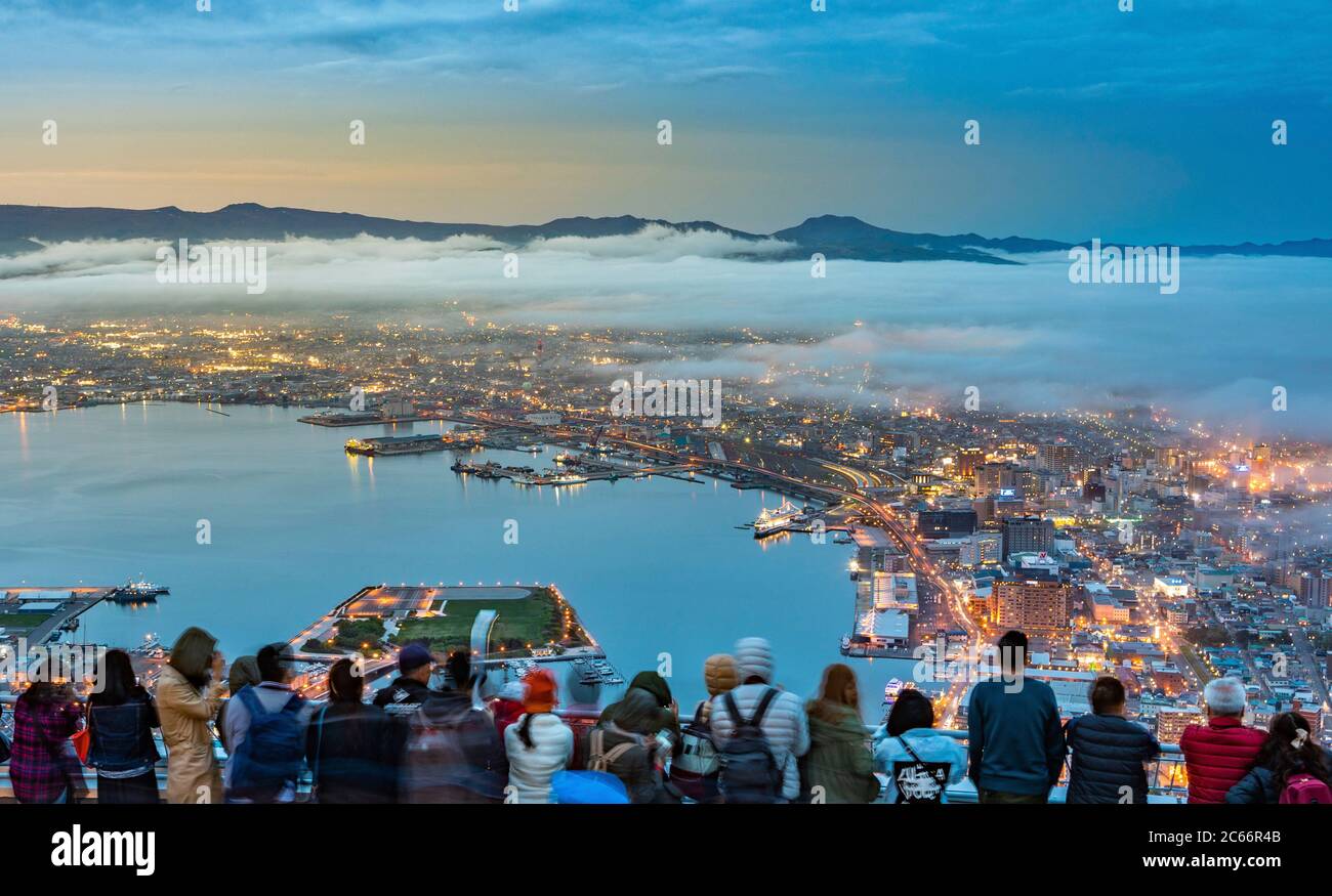 Hakodate, Hokkaido, Japon City sunset panorama Banque D'Images