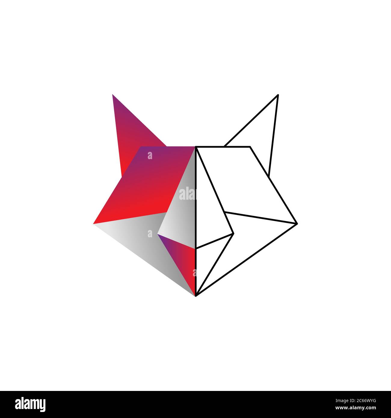 illustration du modèle de dessin vectoriel de ligne de couleur de renard origami Illustration de Vecteur
