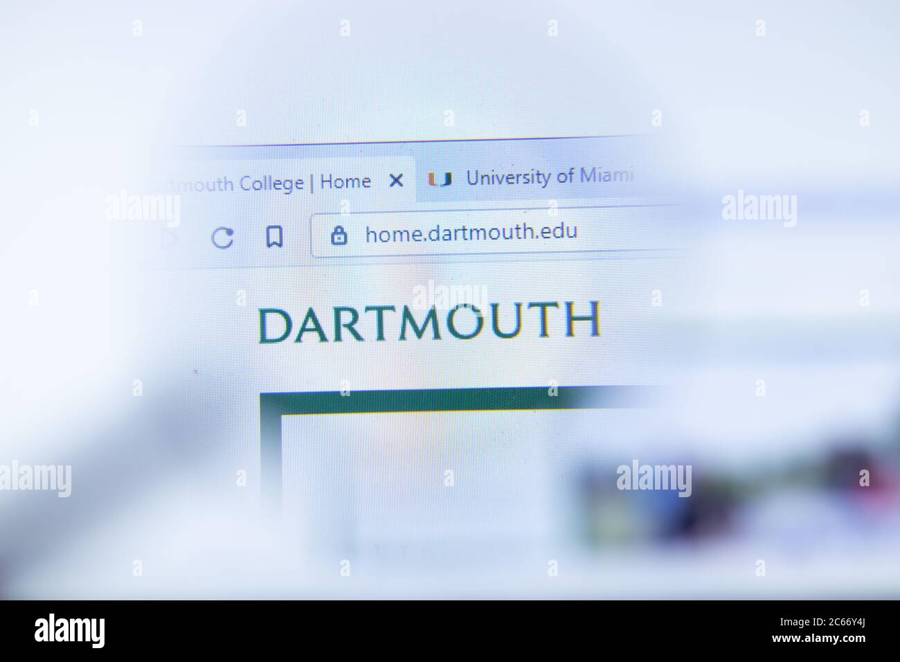 Moscou, Russie - 1er juin 2020 : site Web du Dartmouth College avec logo, éditorial Banque D'Images