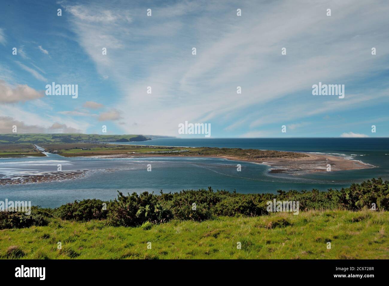 La réserve de biosphère de Dyfi, située sur la côte du milieu du pays de Galles autour de l'estuaire de la rivière Dyfi, comprend des marais salants, des dunes de sable et des tourbières côtières. Banque D'Images