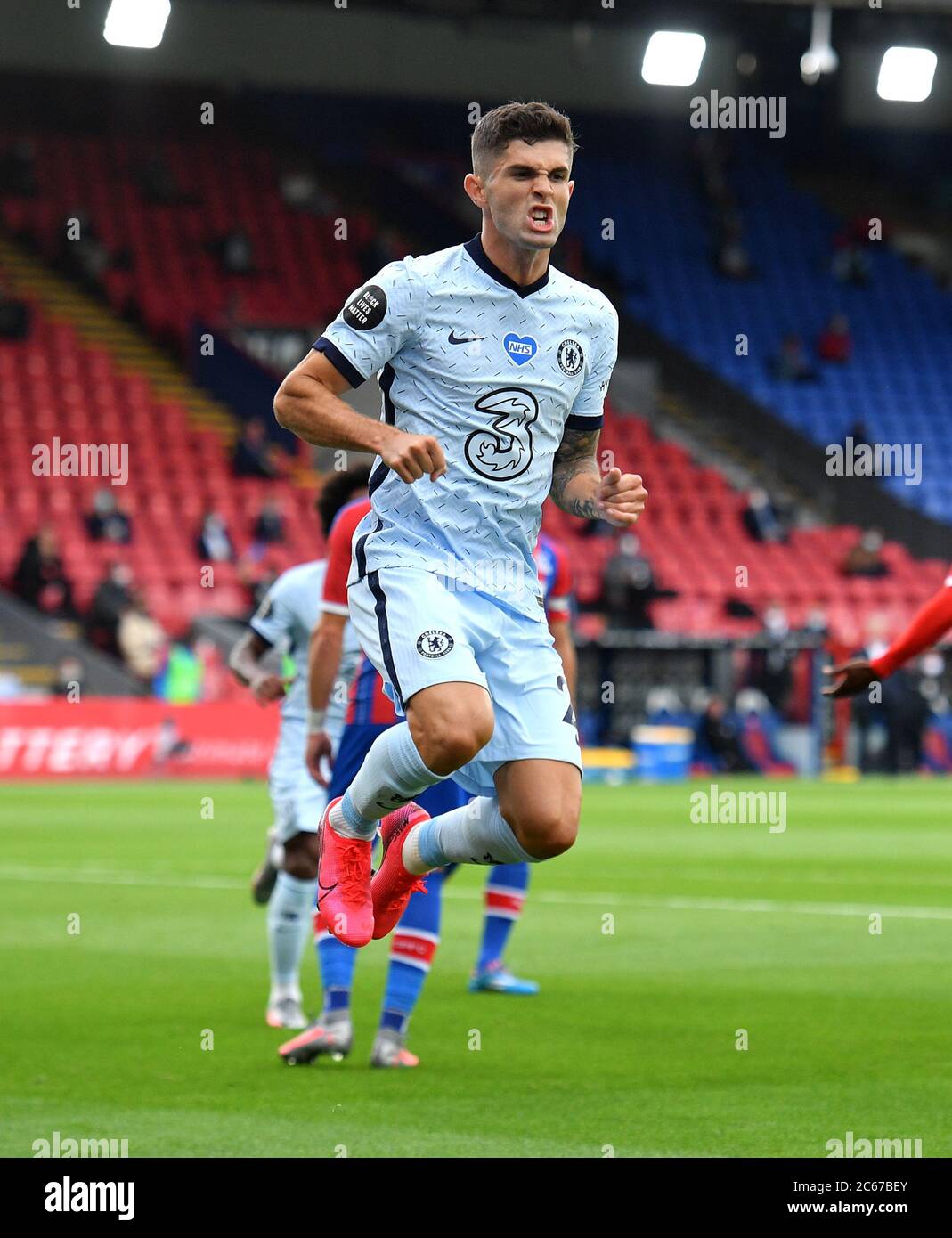 Christian Pulisic de Chelsea célèbre le deuxième but de son côté du match lors du match de la Premier League à Selhurst Park, Londres. Banque D'Images