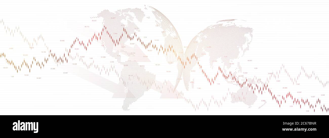 Contexte de la bourse Forex. Modèle de bannière Web financière pour graphique de trading Forex. Indicateurs de trading Forex sur fond blanc Illustration de Vecteur