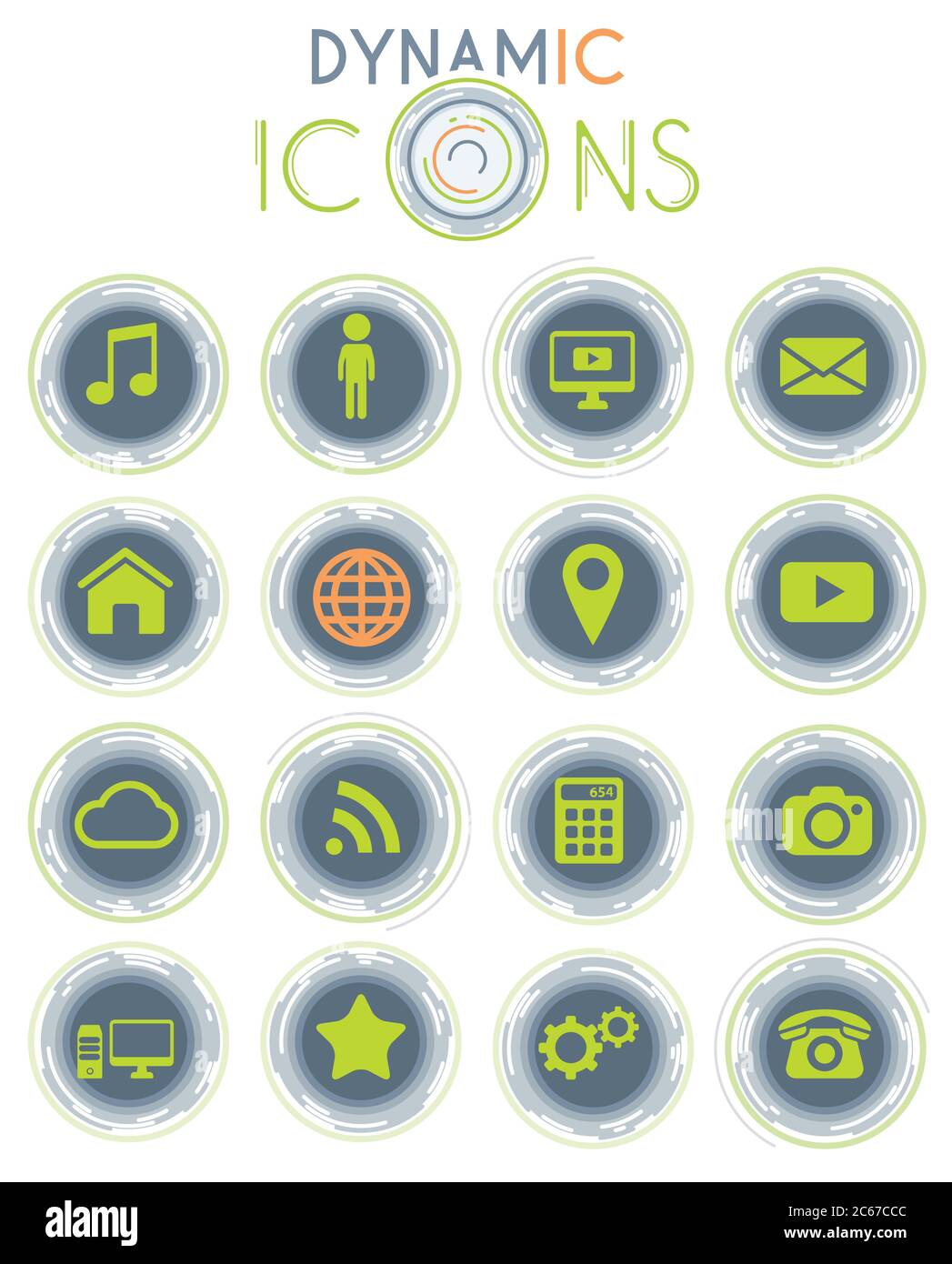 Icônes dynamiques des réseaux sociaux Illustration de Vecteur