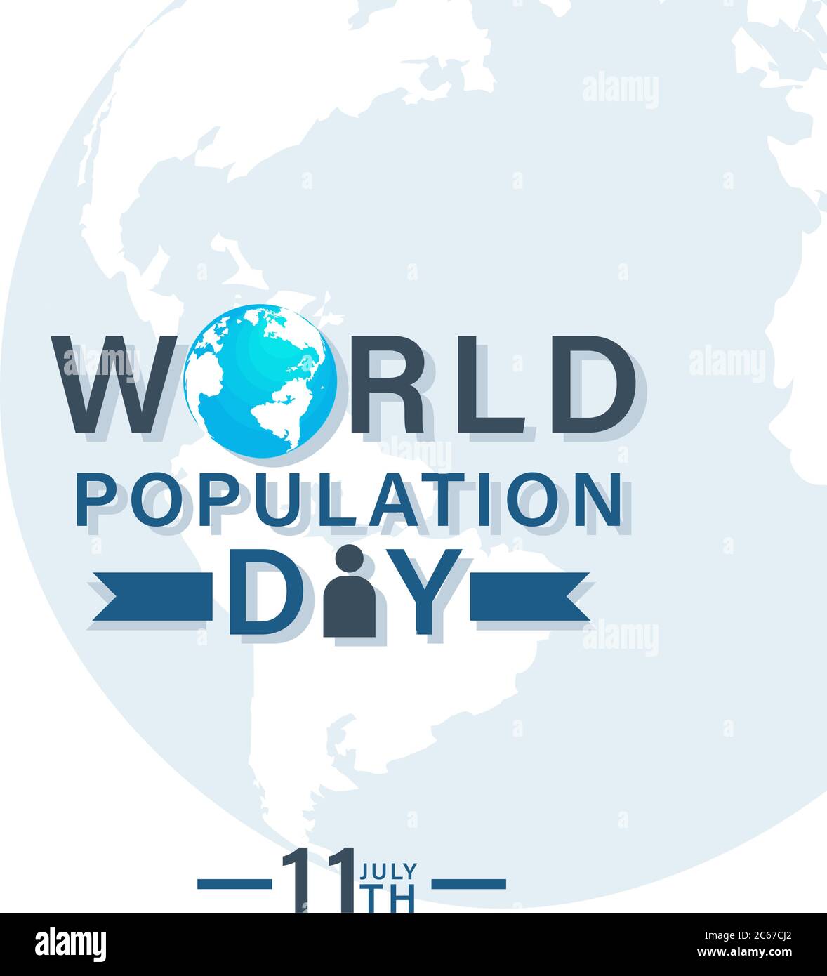 Journée mondiale de la population, modèle de conception de texte, poster pour le web, illustration vectorielle, 11 juillet Illustration de Vecteur