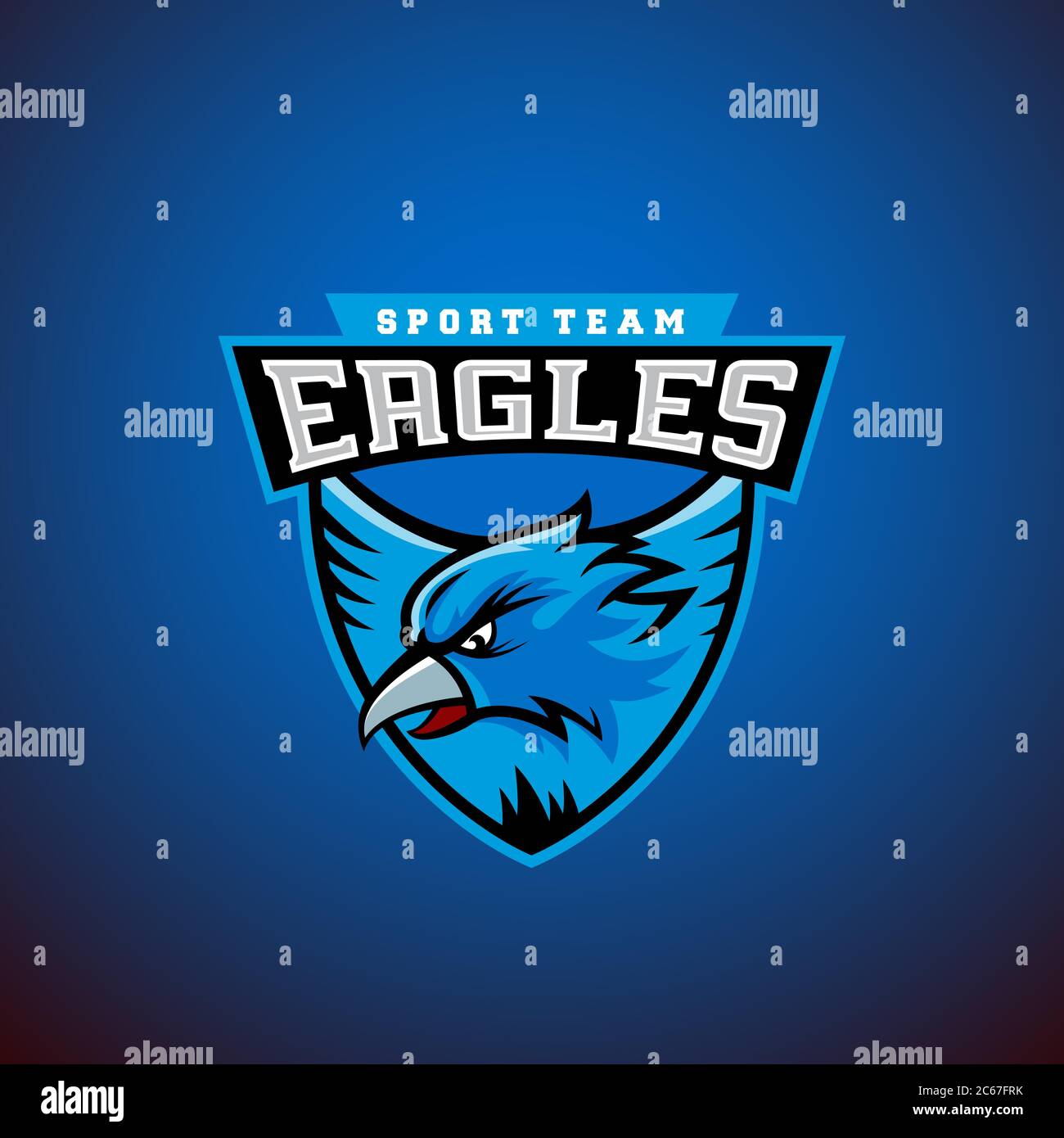 Aigle dans un bouclier. Modèle abstrait Vector Sport Emblem. Logo League ou Team. Affiche équipe universitaire. Illustration de Vecteur