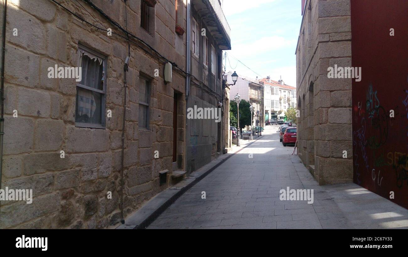 L'architecture étonnante de Vigo. Espagne, Galice. Vieux bâtiments, port et rues. Banque D'Images