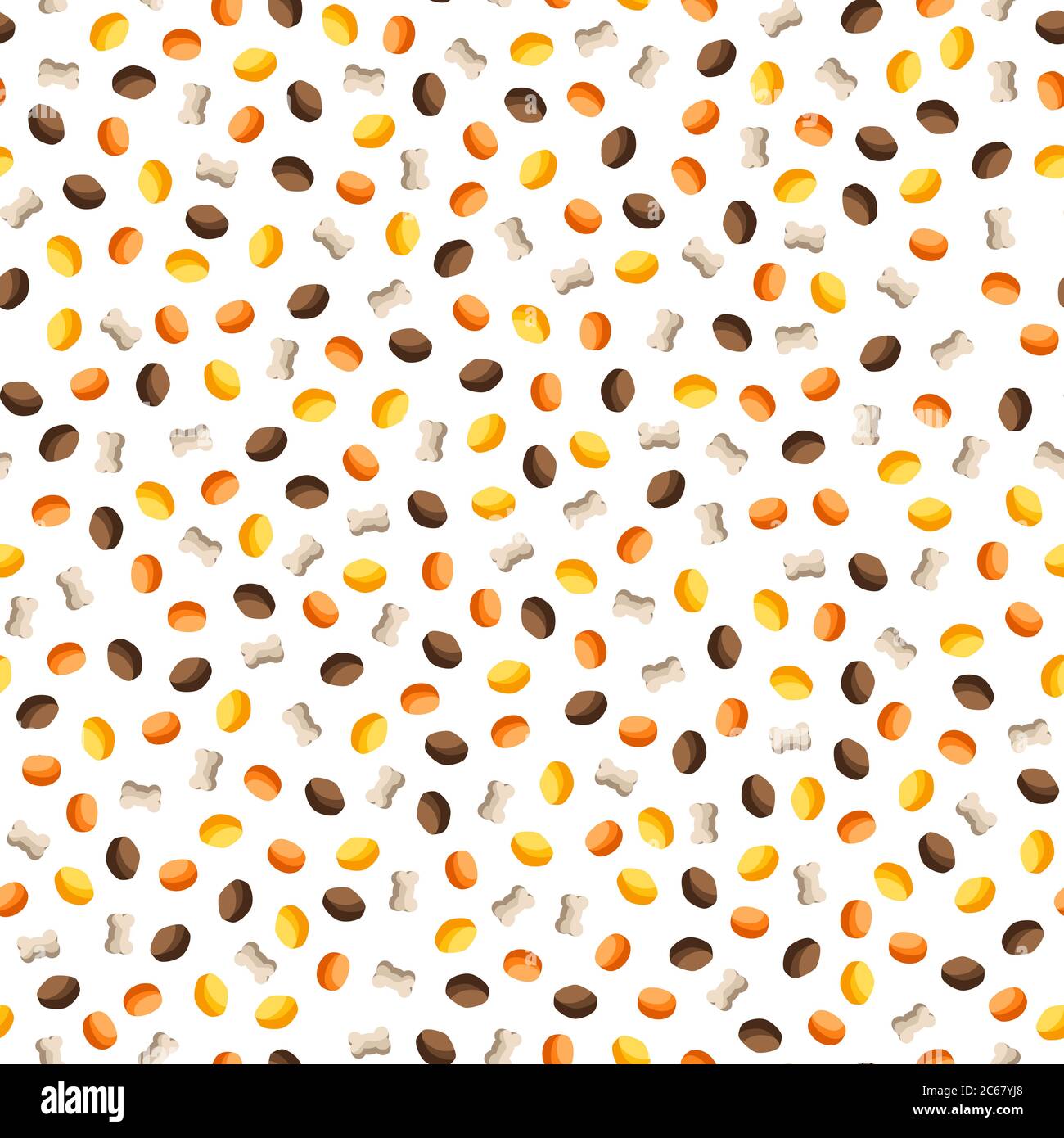 Motif sans couture avec nourriture sèche pour chats ou chiens. Illustration de Vecteur