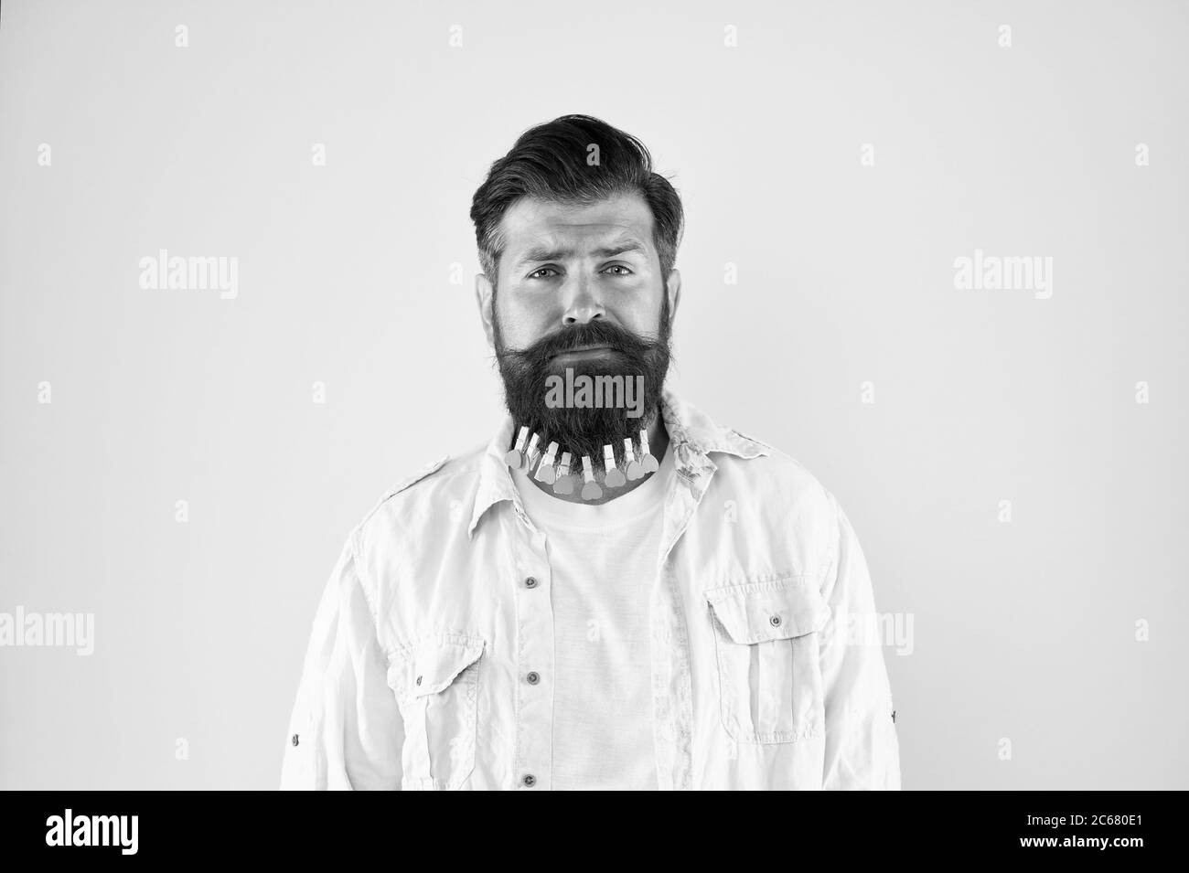 Bearded man hairy funny Banque d'images noir et blanc - Alamy