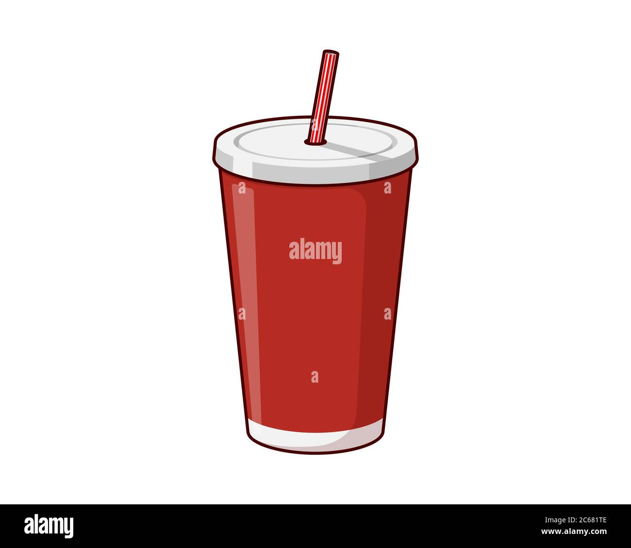 Modèle d'emballage en papier jetable rouge ou en plastique avec paille pour boisson pour soda ou cocktail de jus frais. Illustration eps à plan vectoriel isolée sur fond blanc Illustration de Vecteur