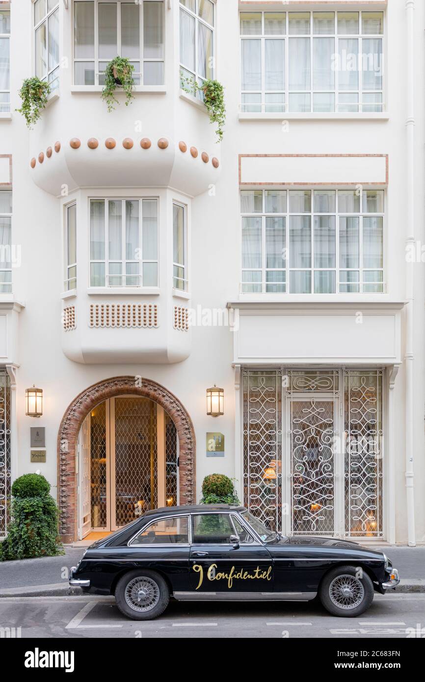 Entrée de l'hôtel 9 Confidentiel dans le 4ème arrondissement, le Marais, Paris, France Banque D'Images