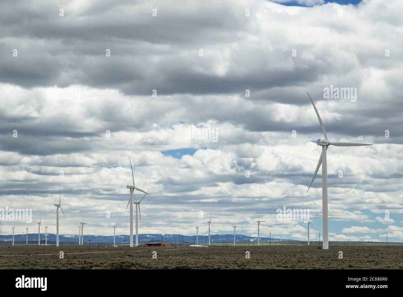 De nombreuses éoliennes, Wyoming, États-Unis Banque D'Images