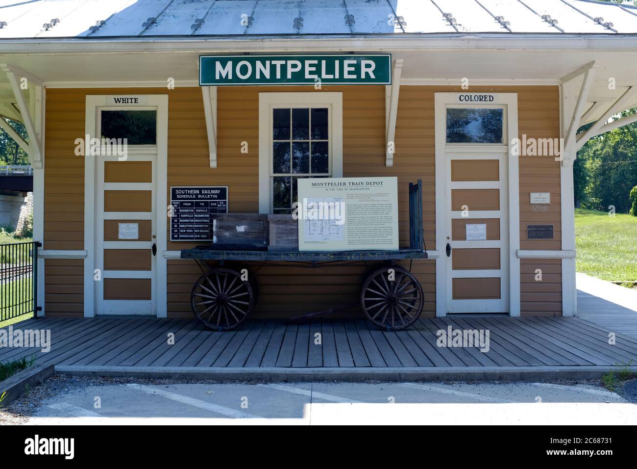 Dépôt de train de Montpelier au moment de la ségrégation près d'Orange, Virginie Banque D'Images